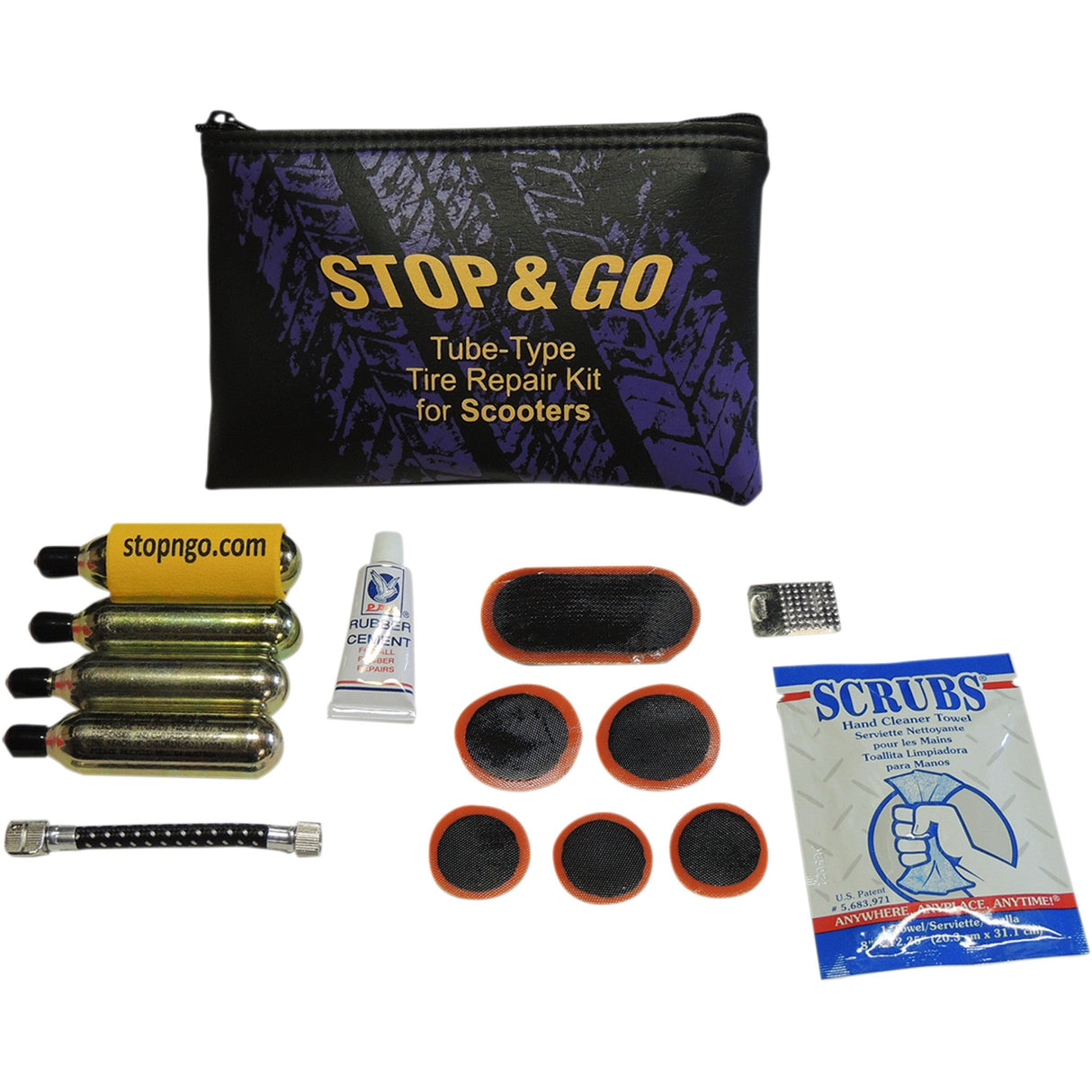 STOP & GO INTERNATIONAL 0364-0034 TTRK1 Scooter Tube Type Tire Repair and Inflation Kit Repair Kit - Scooter/Tire