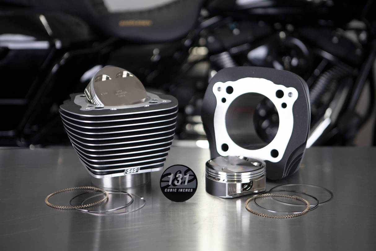 Cylinder & Piston Kit - 131" - Wrinkle Black with Highlighted Fins - M8 - 0931-0973