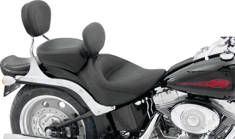 Mustang Motorcycle Mustang Wide Tire (200mm) Wide Touring Solo Seat W Driver Backrest Black - 79530 For Harley Softail 2006-2017