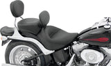 Mustang Motorcycle Mustang Wide Tire (200mm) Wide Touring Solo Seat W Driver Backrest Black - 79530 For Harley Softail 2006-2017