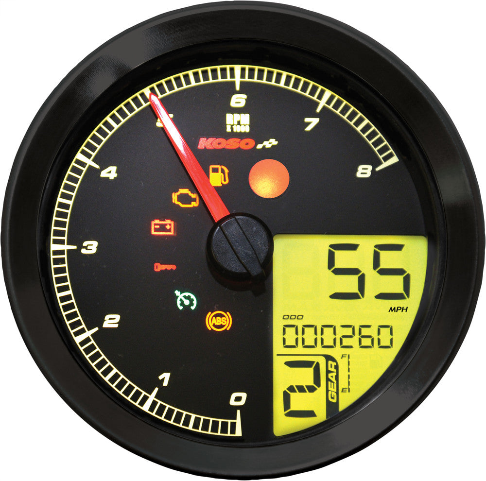 Koso North America 27-5797BK BA051211 SPEEDO / TACH BLK BEZEL LCD COLOR CHANGE DISPLAY