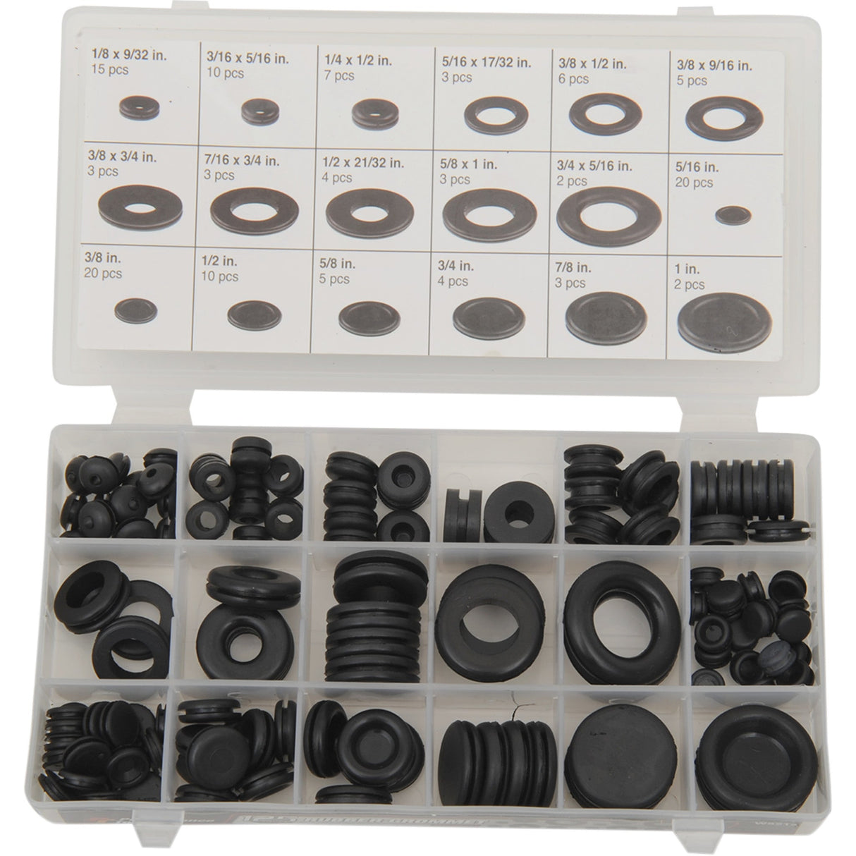 PERFORMANCE TOOL 2402-0148 W5214 Rubber Grommet and Plug Assortment Grommet Assortment