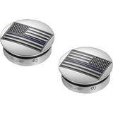Figurati Designs Swing Arm Covers Blue Line American Flag Custom Reversed - FD70-ABFL-SS For Harley Motorcycles 1980-2026