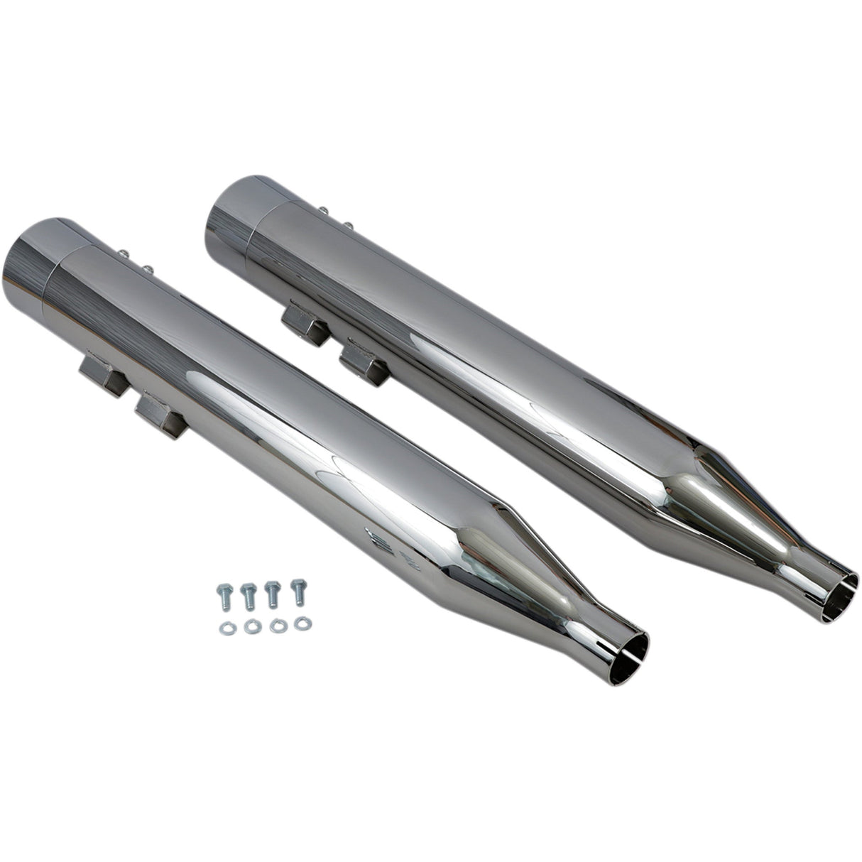 Bassani Xhaust DNT Straight Can Slip-On Mufflers Chrome - 1F7DNT6 For Harley Touring 1995-2016