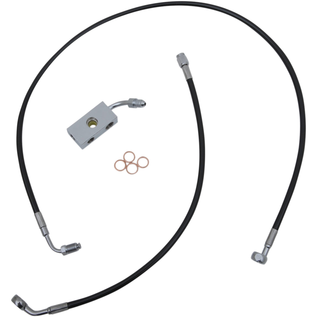 LA Choppers Black Braided Brake Line Kit 12" 14" Ape Hanger Handlebars Black - LA-8152B13B For Harley Softail 2018-2022