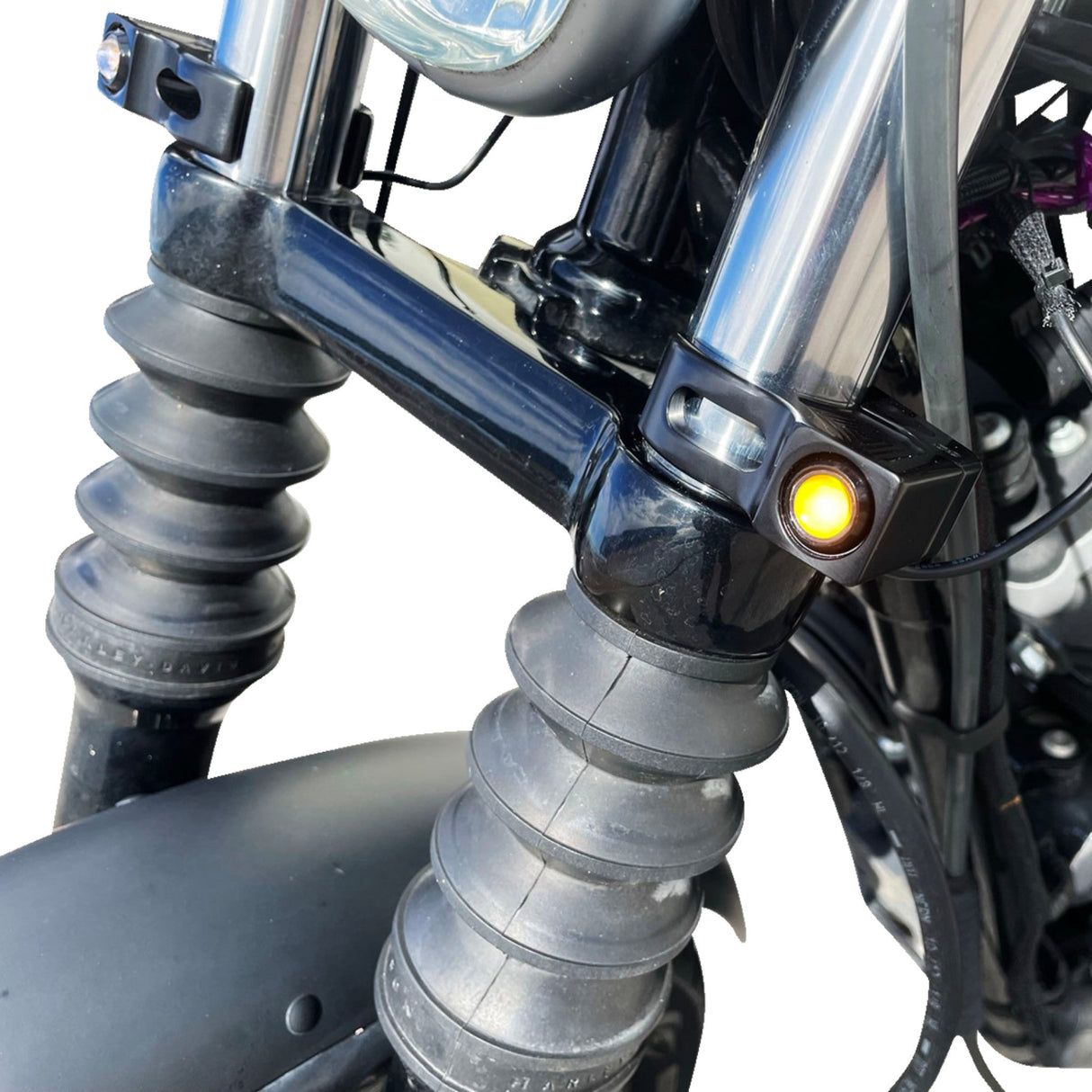 JOKER MACHINE 2020-2142 05-220-1 Fork Mount Turn Signals - 39 mm - Amber - Black