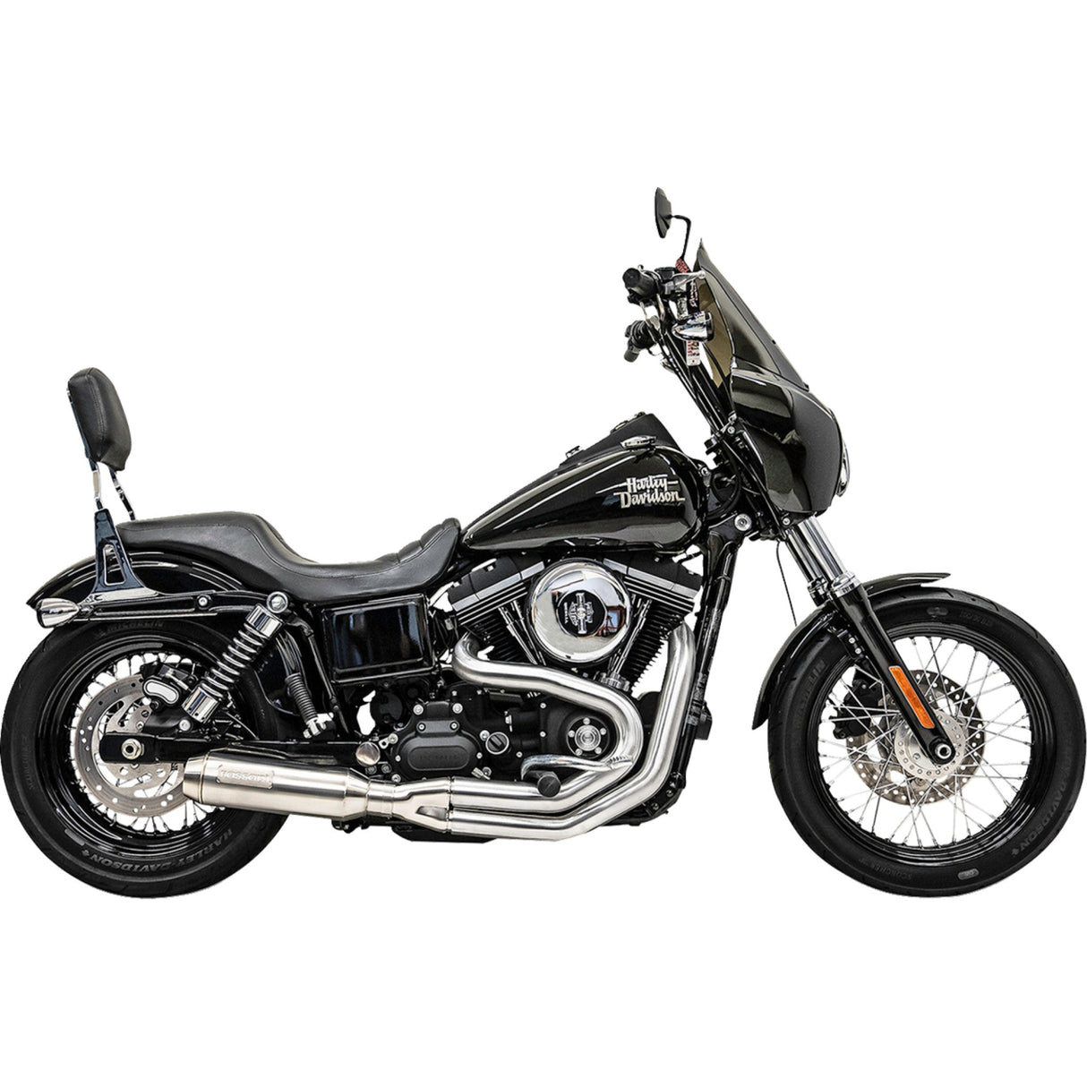 Bassani Xhaust 2-Into-1 Mid-Length Super Bike Exhaust System Stainless Steel - 1D4SS For Harley Motorcycles 1991-2017