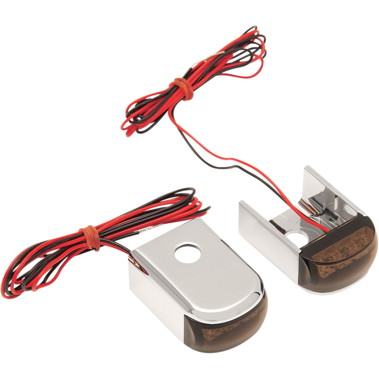 Alloy ART Fender Strut LED Marker Lights LED Amber Smoke Chrome - DSL-1 For Harley Dyna 1991-2005