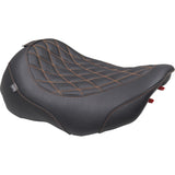 Mustang Wide Tripper™ Solo Seat Solo Mandarin Orange Stitching - 89503MO For Harley Touring 2023-2026