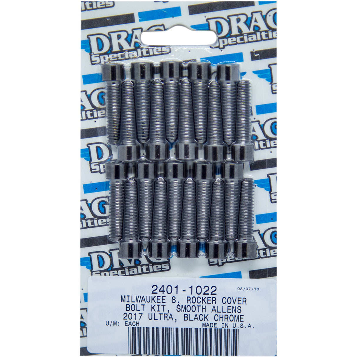 DRAG SPECIALTIES 2401-1022 M-Eight Bolt Kit Bolt Kit - Rocker Cover - Smooth/Socket-Head - Black/Chrome - M8