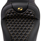 Saddlemen Honeycomb Roadsofa™ Seat Honeycomb Gold Stitch Without Backrest - 808-07B-18907 For Harley Touring 2008-2023