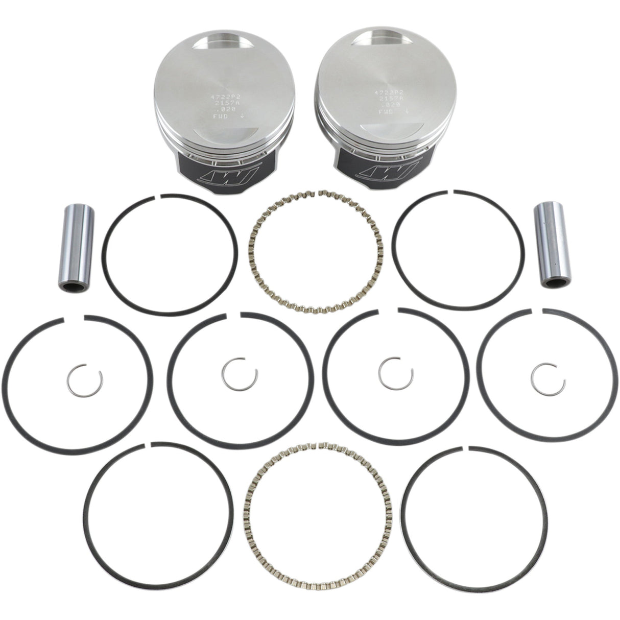 WISECO K1642 K1642 High-Performance Piston Kit Piston Kit - +0.020" - Evolution Big Twin 1340 cc