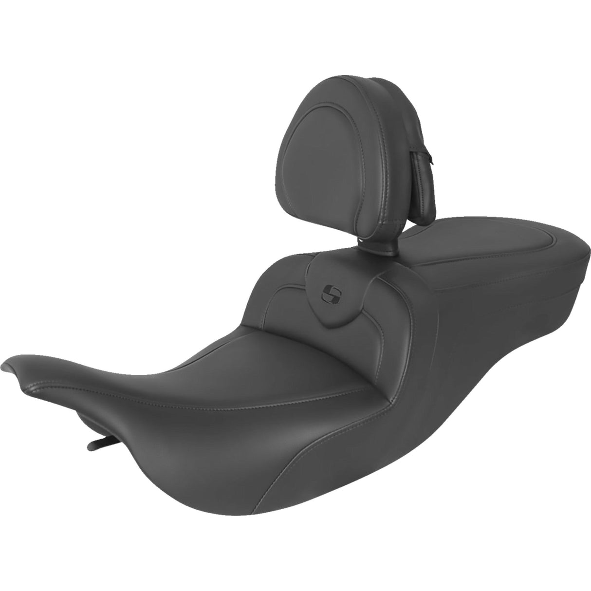 Saddlemen RoadSofa™ Seat With Backrest Black With Black Stitching - 897-07-187BR For Harley Touring 1997-2007