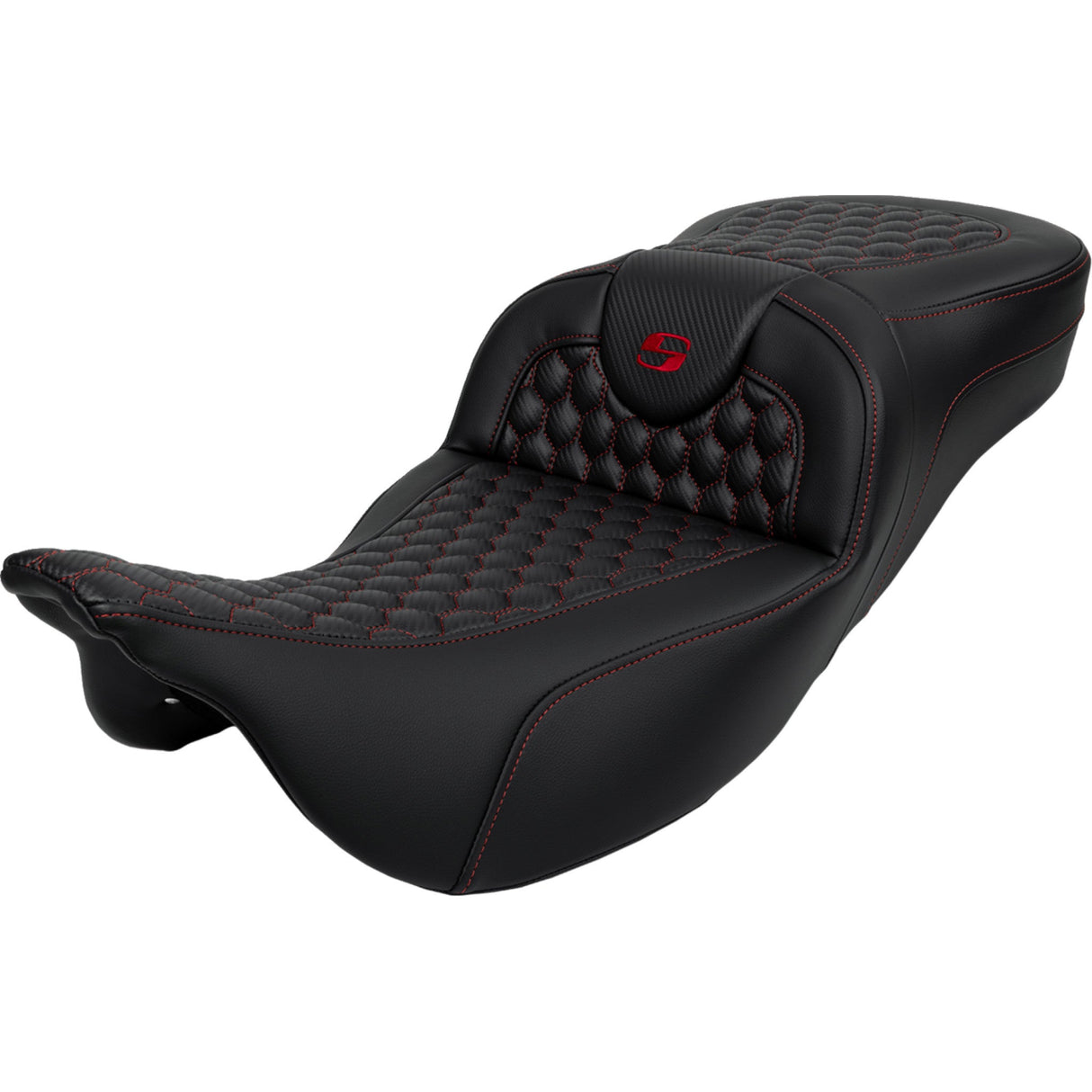 Saddlemen Honeycomb Roadsofa™ Seat Honeycomb Red Stitch Extended Reach Without Backrest - 808-07B-19004 For Harley Touring 2008-2025