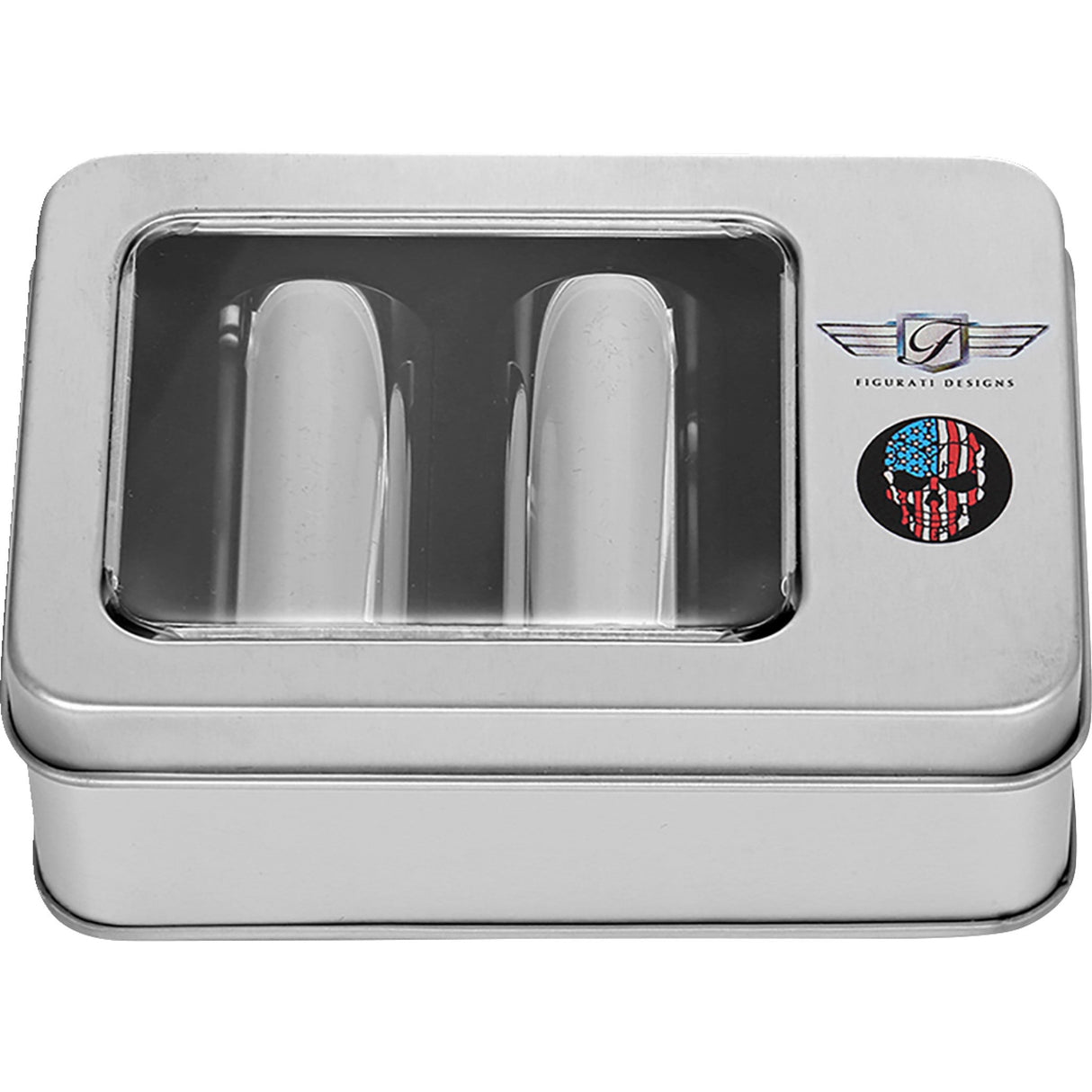 FIGURATI DESIGNS 3550-0341 FD24-DC-2545-SS Docking Covers red/white/blue american flag skull - long - silver