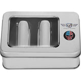 FIGURATI DESIGNS 3550-0341 FD24-DC-2545-SS Docking Covers red/white/blue american flag skull - long - silver