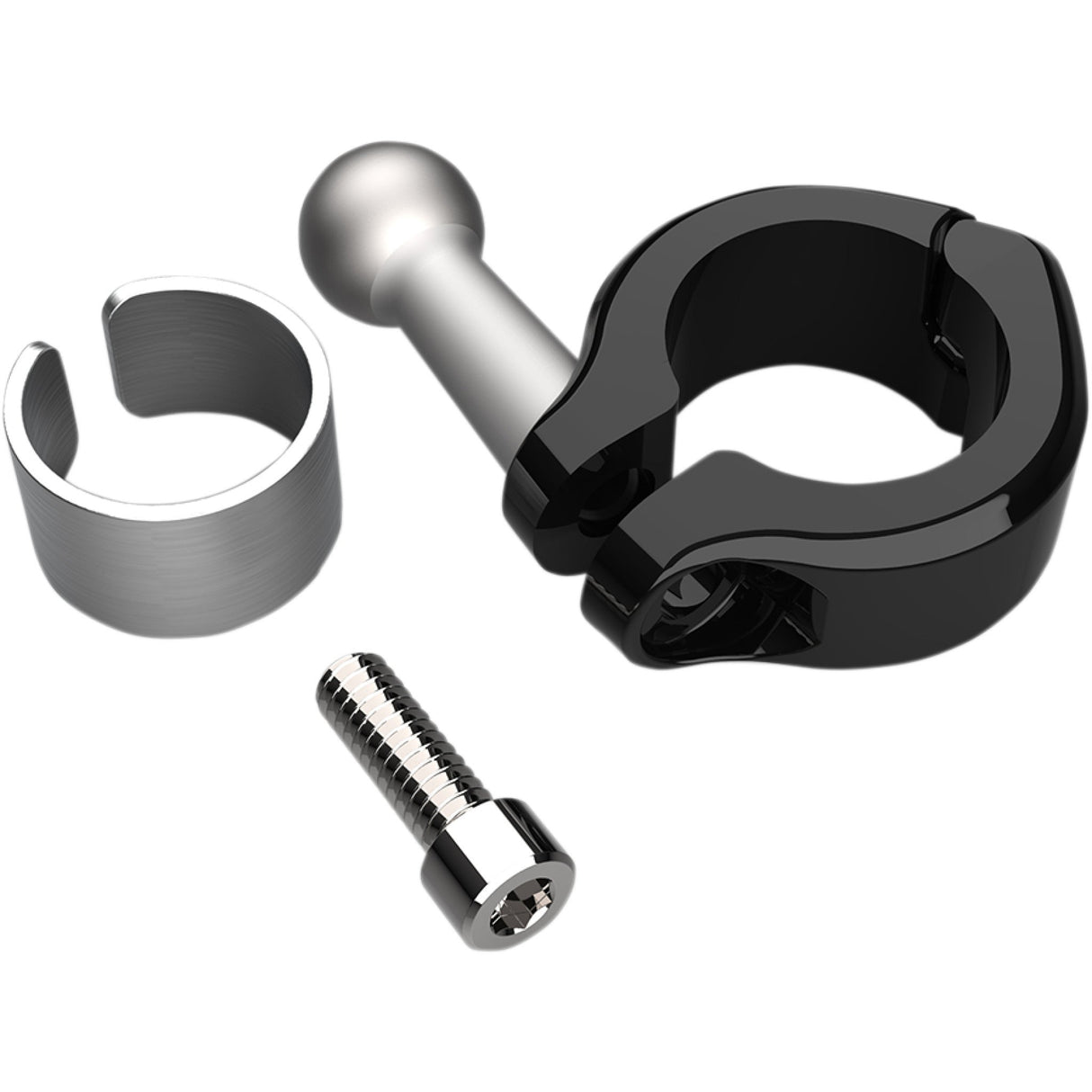 Ciro Aluminum Clamp Kit Ball Mount 7/8" 1" Handlebars Black - 50129 For Harley Motorcycles 1994-2026