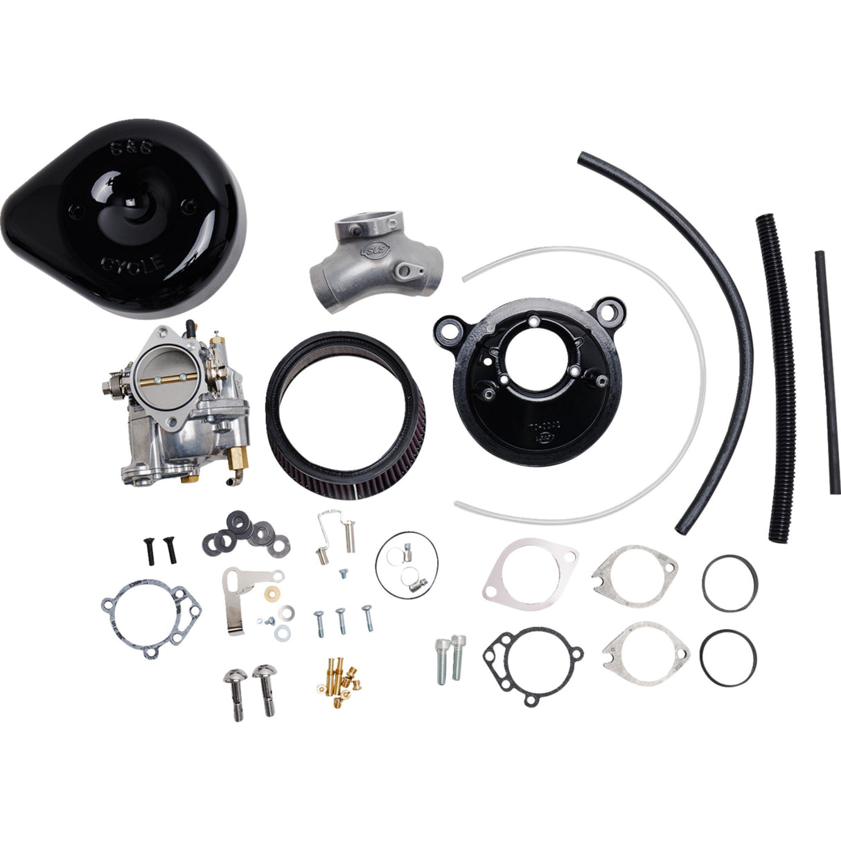 S&S CYCLE 1001-0086 110-0146 Super E Carburetor with Stealth Air Cleaner Kit - Gloss Black - Evolution Big Twin