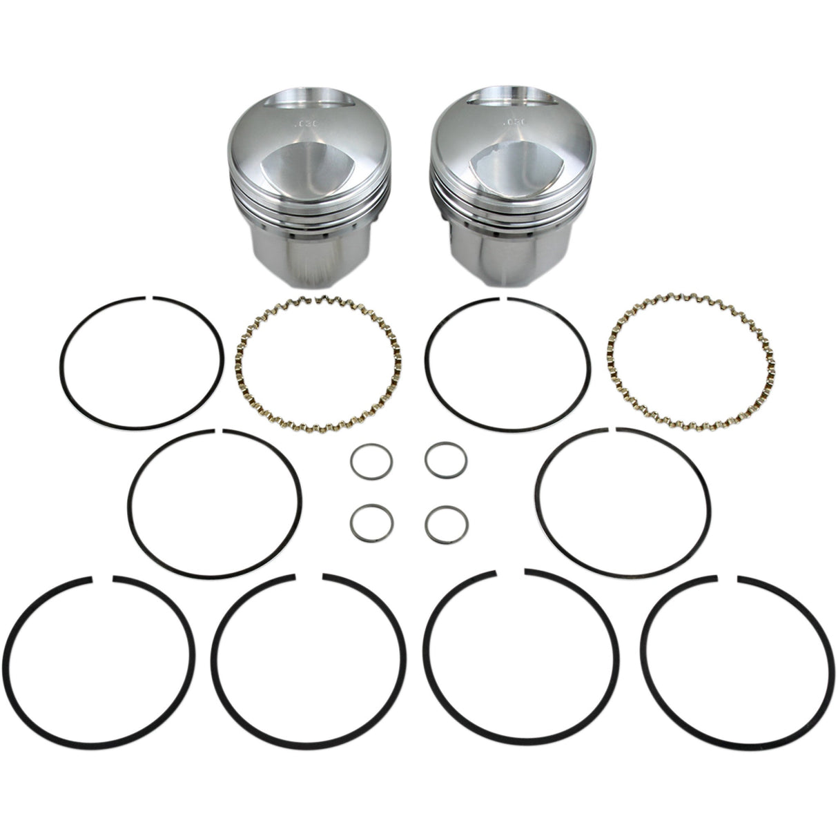 KB Performance Hypereutectic Piston Kit 3.437" +0.030" 9.0:1 CR 74" Big Twin - KB263.030 For Harley Motorcycles 1941-1979