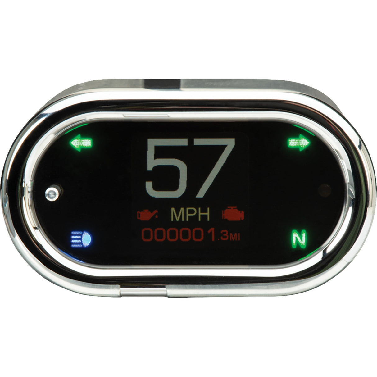 DAKOTA DIGITAL 2210-0681 MLX-5400 MLX-5000 Series Universal Gauge - Handle Bar Mount Speedometer - With Signals - Oval - Chrome