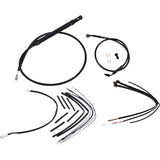 Burly Brand Complete Black Vinyl Handlebar Cable Line Kit For Ape Hangers 14" - B30-1255 For Harley Softail 2018-2024