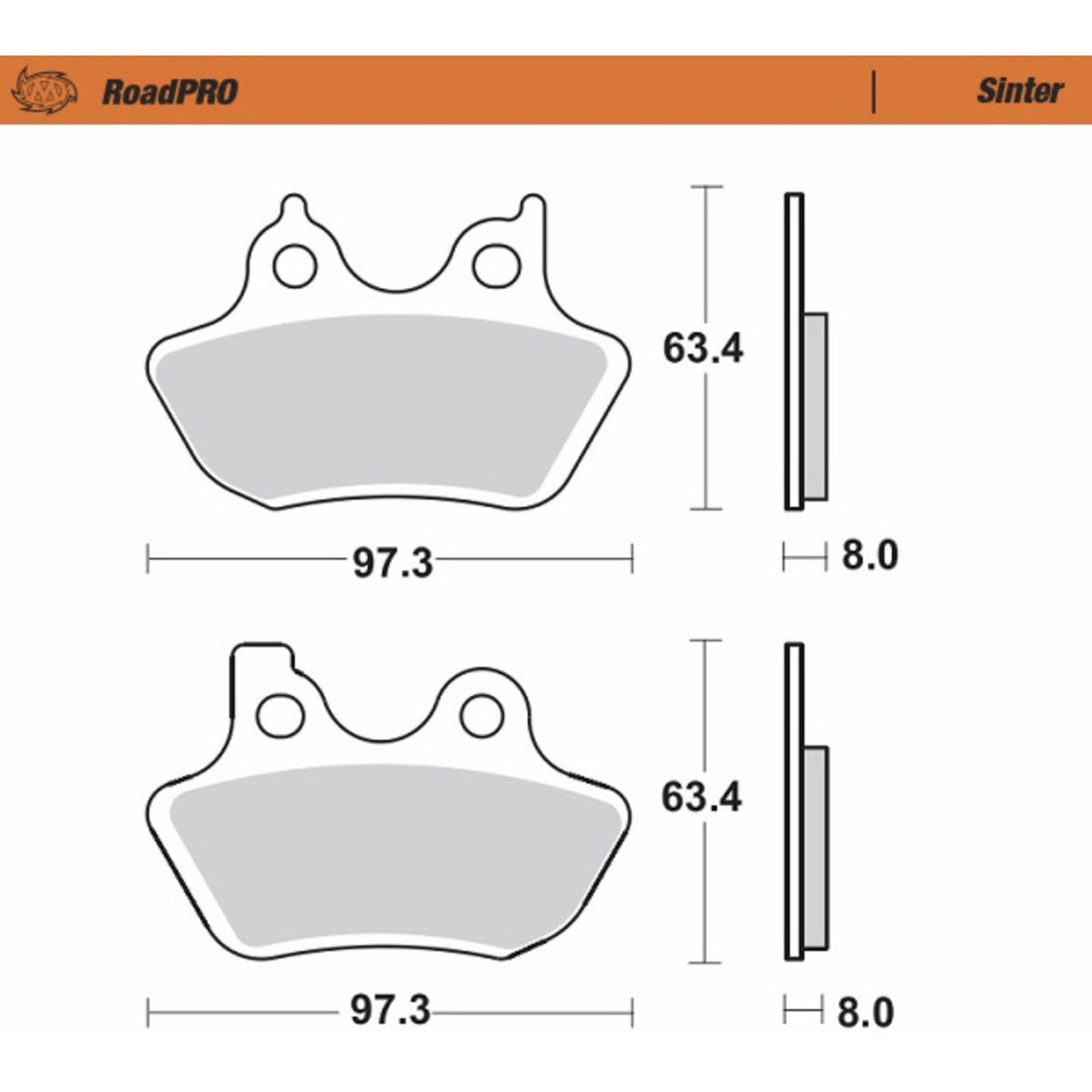 Moto-Master RoadPro Sintered Metal Brake Pads Sintered Series - 411902-PU For Harley Sportster 2000-2003