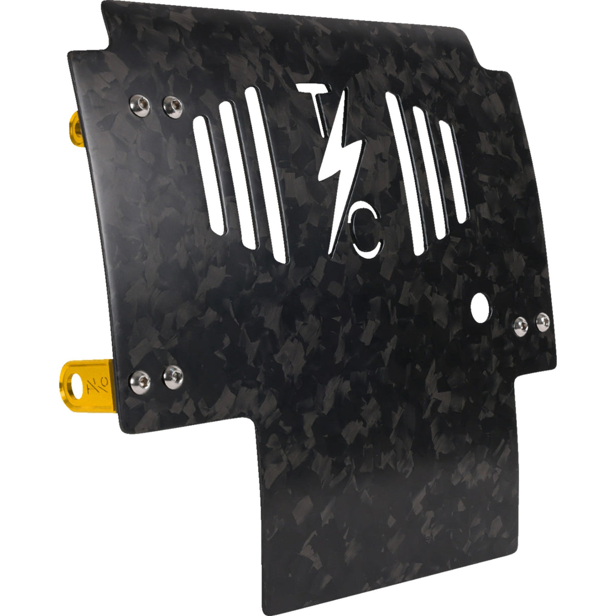 THRASHIN SUPPLY CO. 0506-2534 TSC-3035-5 Forged Carbon Fiber Skid Plate Skid Plate - Carbon Fiber/Forged - With Gold Brackets - FLHX/FLTRX