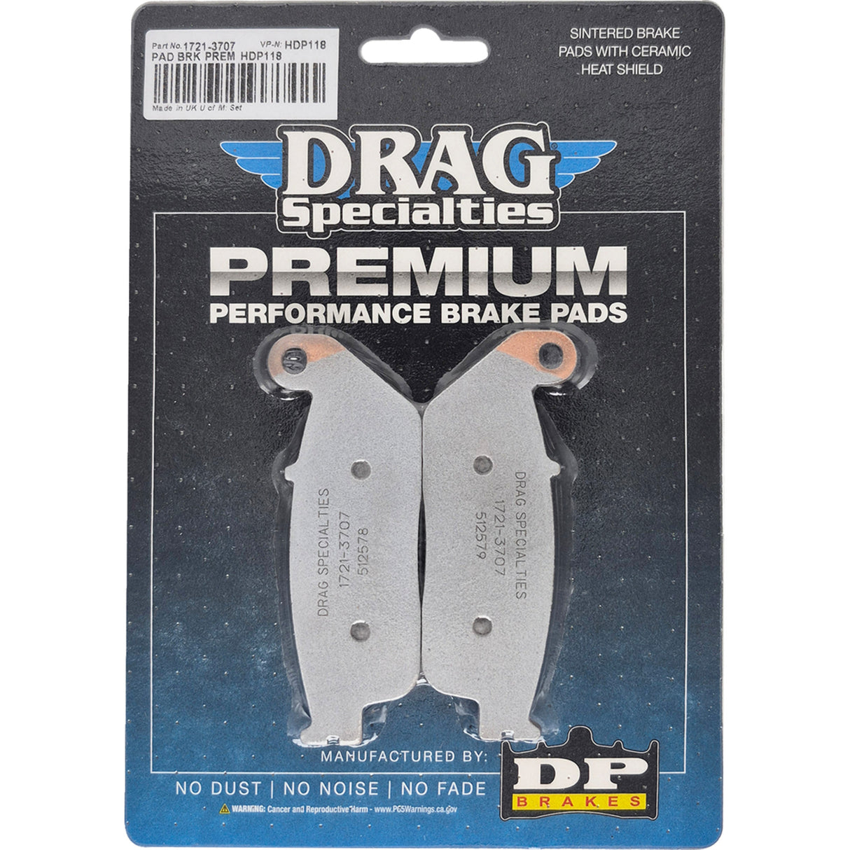 Drag Specialties Premium Sintered Metal Harley Buell Brake Pads For Indian 2014-2024