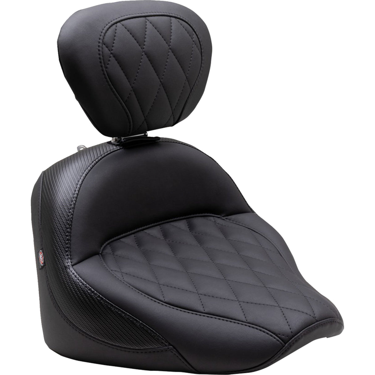 Mustang Standard Touring Solo Seat With Driver Backrest Black Diamond Stitch - 89740 For Indian 2022-2023
