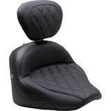 Mustang Standard Touring Solo Seat With Driver Backrest Black Diamond Stitch - 89740 For Indian 2022-2023