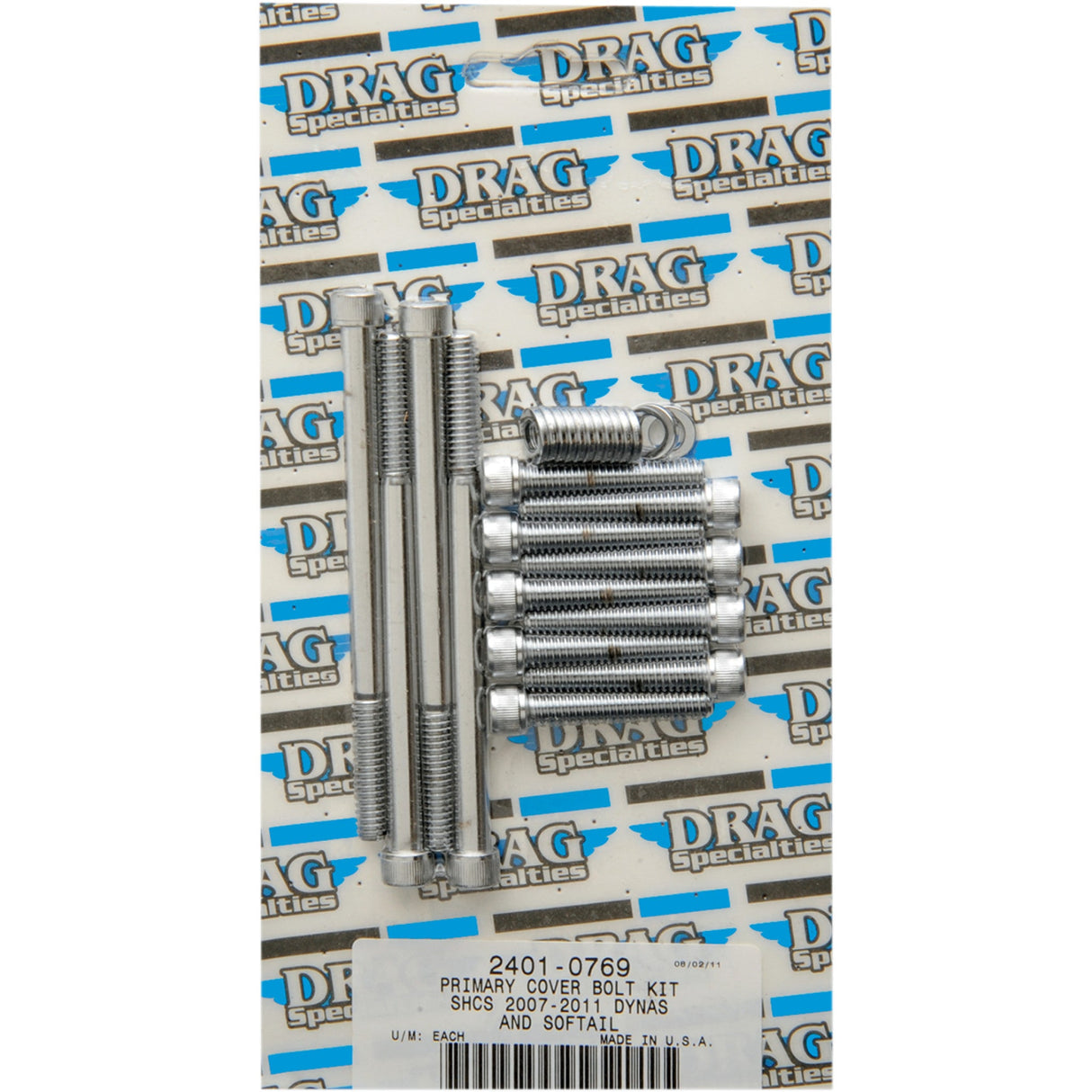 Drag Specialties Primary Cover Bolt Kit Knurled Chrome Softail Dyna For Harley Motorcycles 2007-2017