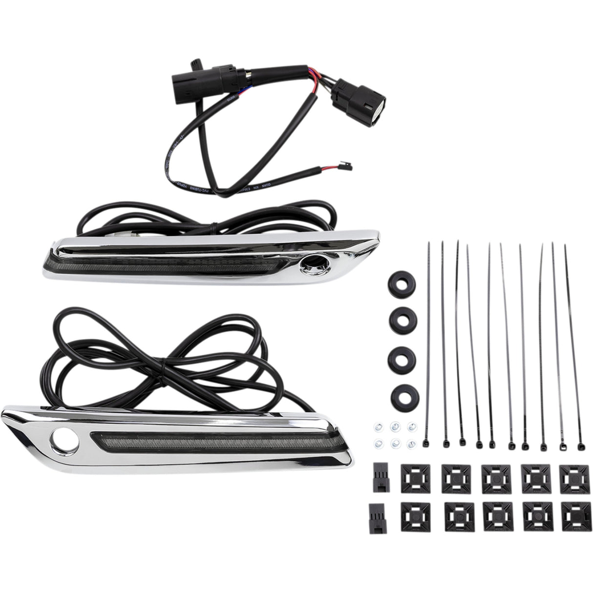 CIRO 3501-1821 40070 LED Saddlebag Hinge Covers - Smoke Lens - Chrome