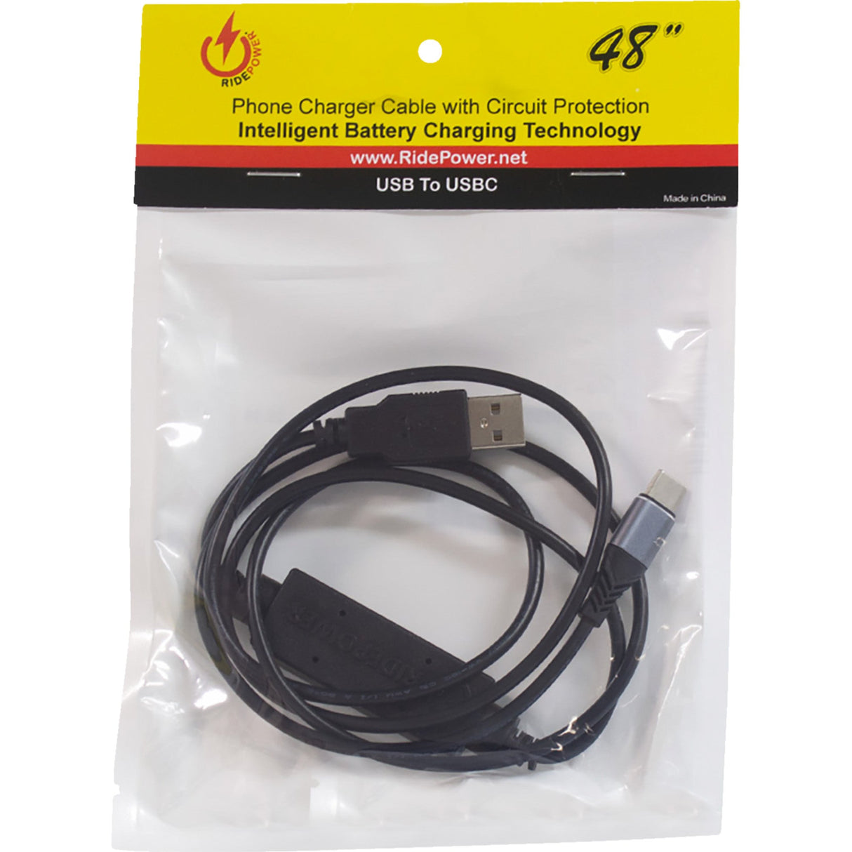 RIDEPOWER 3807-0624 1248USBUSBC4FT USB to USB-C Phone Charger Cable USB to USB-C Cable - Charger - Single-End - 4'