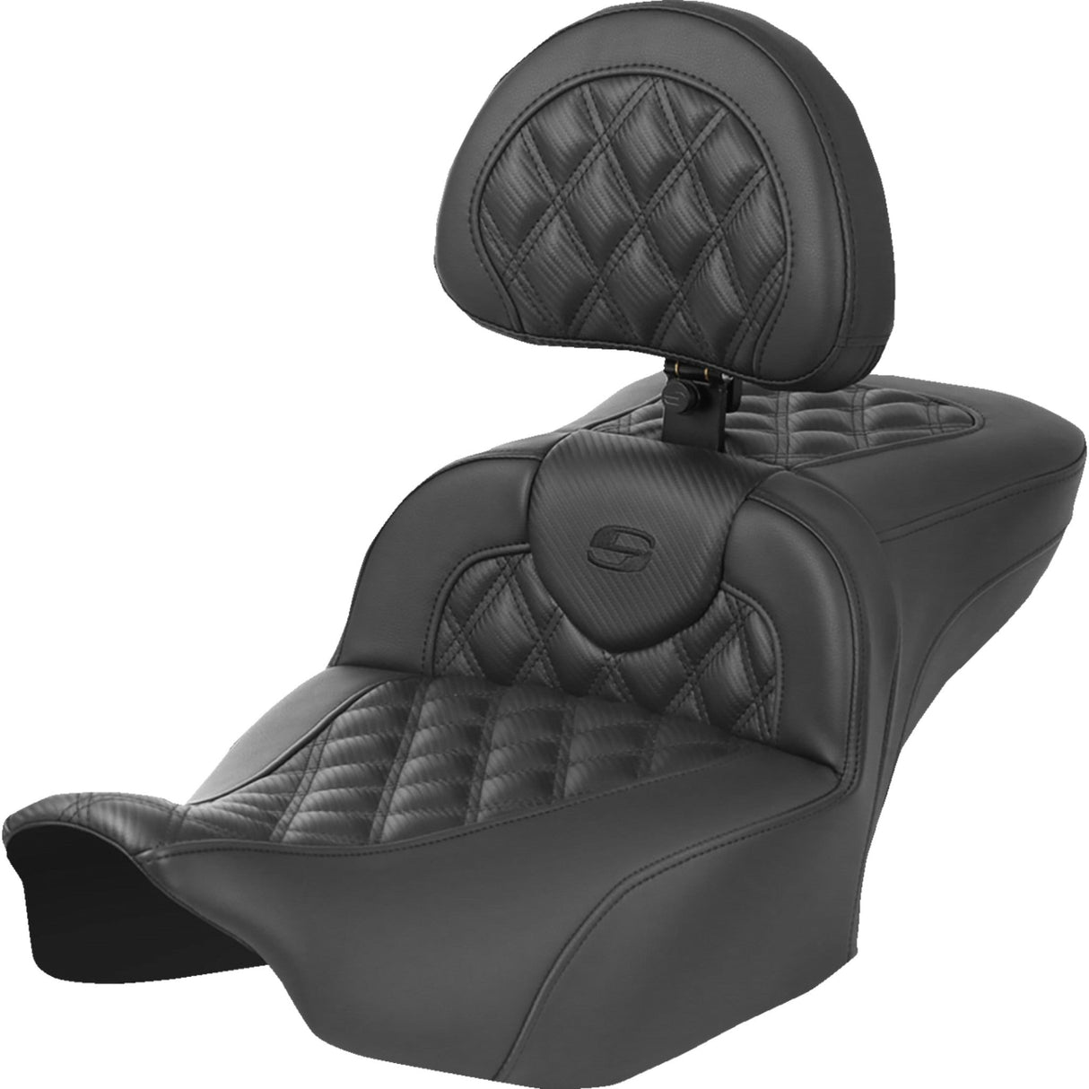 Saddlemen Roadsofa™ Extended Reach Heated Seat Exended Reach Lattice Stitch With Backrest FLT FLH ’23-‘24 - 823-07-207C0 For Harley Touring 2023-2026