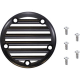 Joker Machine Points Cover Finned 5 Hole Black Anodized Silver - 02-99TC For Harley Motorcycles 1999-2017