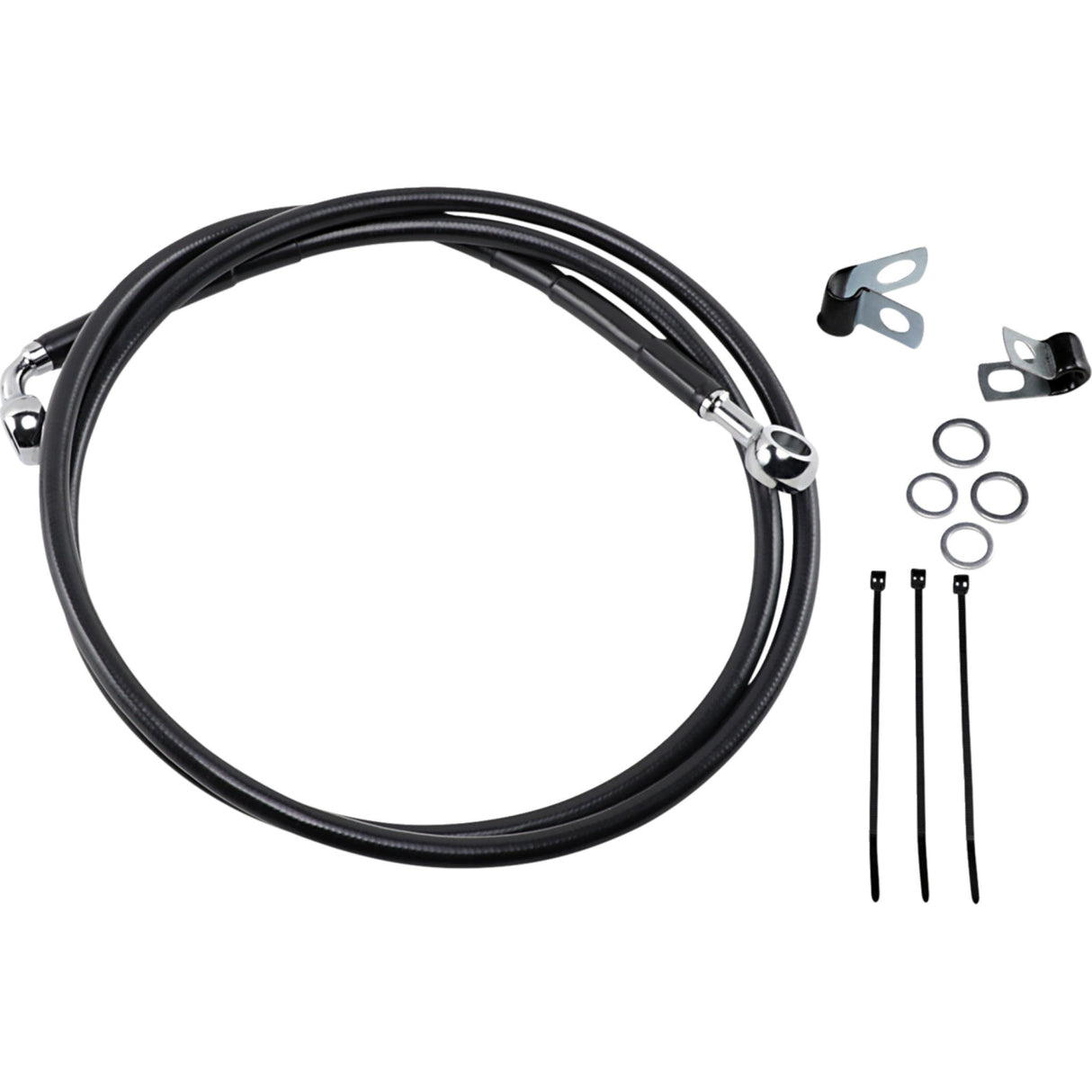 Drag Specialties Extended Length Black Vinyl Brake Line Kit Front Black +8" For Harley Softail Standard / Softail Custom / Dyna Wide Glide 1984-1999