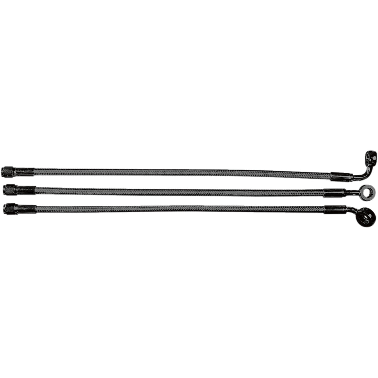 MAGNUM SHIELDING 1741-1687 47229 Alternate Length Designer Series Braided Non-ABS Front Upper Brake Line Kit - 10 mm/90° - 29" - Black Pearl