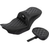 Saddlemen Roadsofa™ Lattice Stitch Seat With Backrest Carbon Fiber Silver Stitch - 823-07-206B5 For Harley Touring 2023-2026