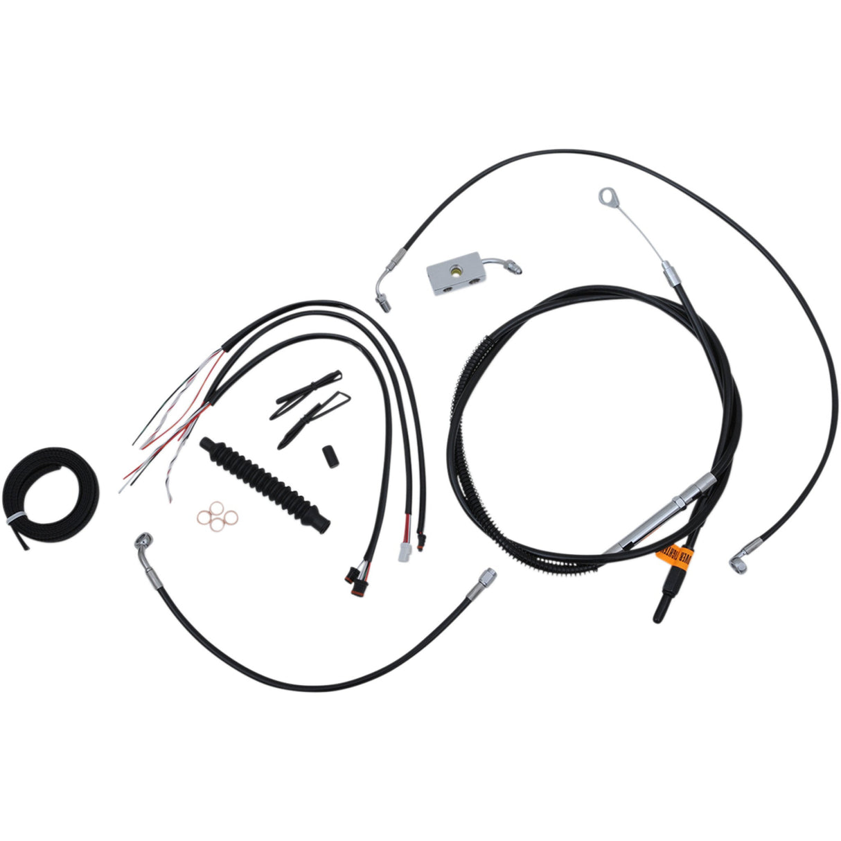 LA CHOPPERS 0662-0492 LA-8152KT2-13B Complete Black Vinyl Braided Handlebar Cable/Brake Line Kit Handlebar Cable/Brake Line Kit - Complete - 12" - 14" Handlebars - Black Vinyl