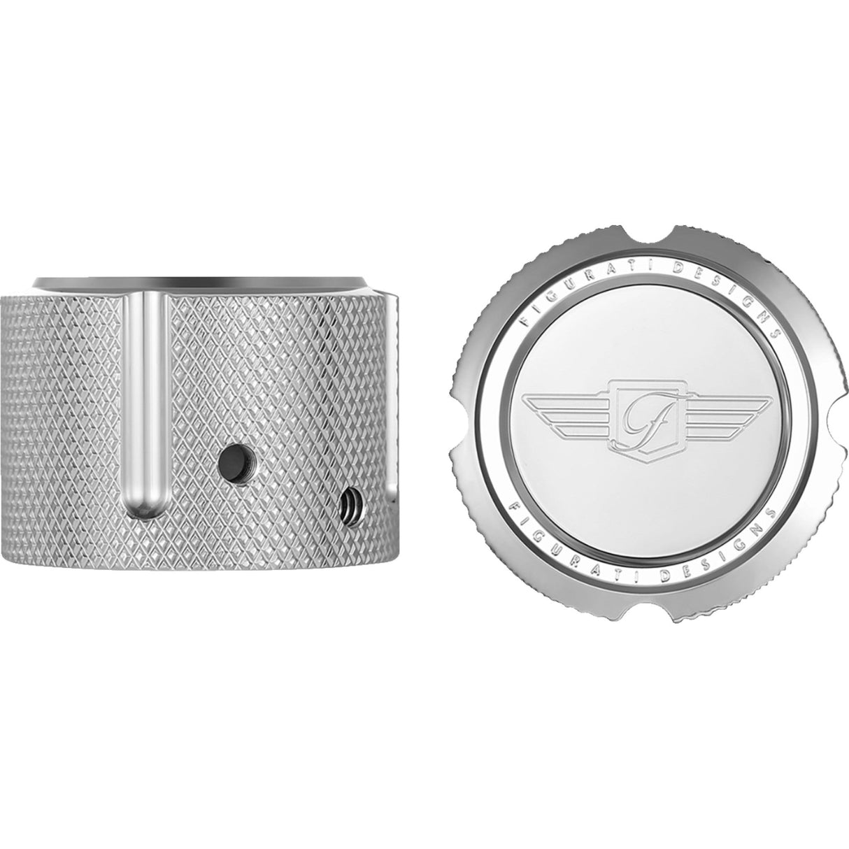 FIGURATI DESIGNS 0214-2141 FD01-FAC-SS Front Axle Nut Cover Axle Nut Cover - Front - Stainless Steel - Figurati Designs Logo - Silver
