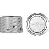 FIGURATI DESIGNS 0214-2141 FD01-FAC-SS Front Axle Nut Cover Axle Nut Cover - Front - Stainless Steel - Figurati Designs Logo - Silver