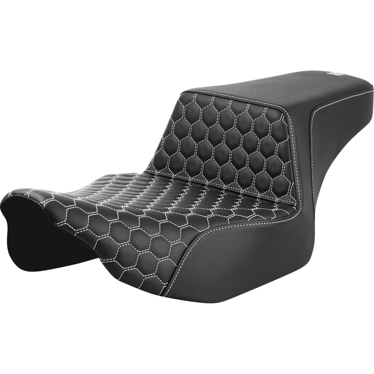 Saddlemen Honeycomb Step-Up Seat Extended Reach Front Honeycomb White Stitch - 823-07-17806 For Harley Touring 2023-2026