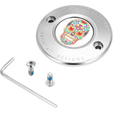 Figurati Designs Timing Cover 2 Hole Sugar Skull Mirror Polished Stainless Steel - FD30-TC-2H-SS For Harley Motorcycles 2017-2023