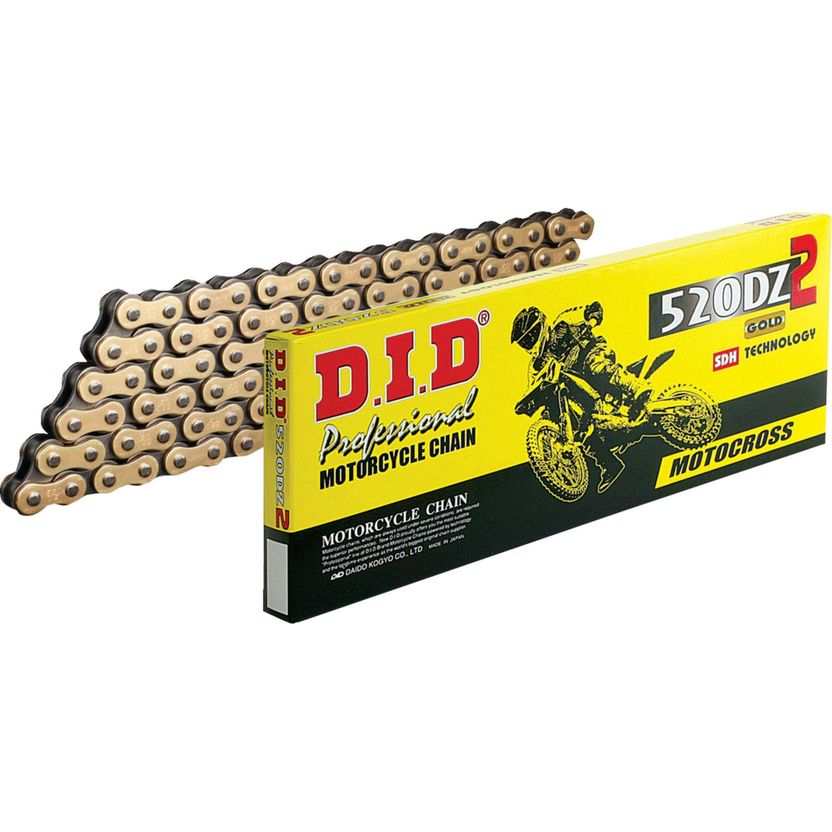 DID 1220-0547 M520DZ2X114RB 520 DZ2 Series Drive Chain 520 DZ2 - Drive Chain - 114 Links - Gold and Black