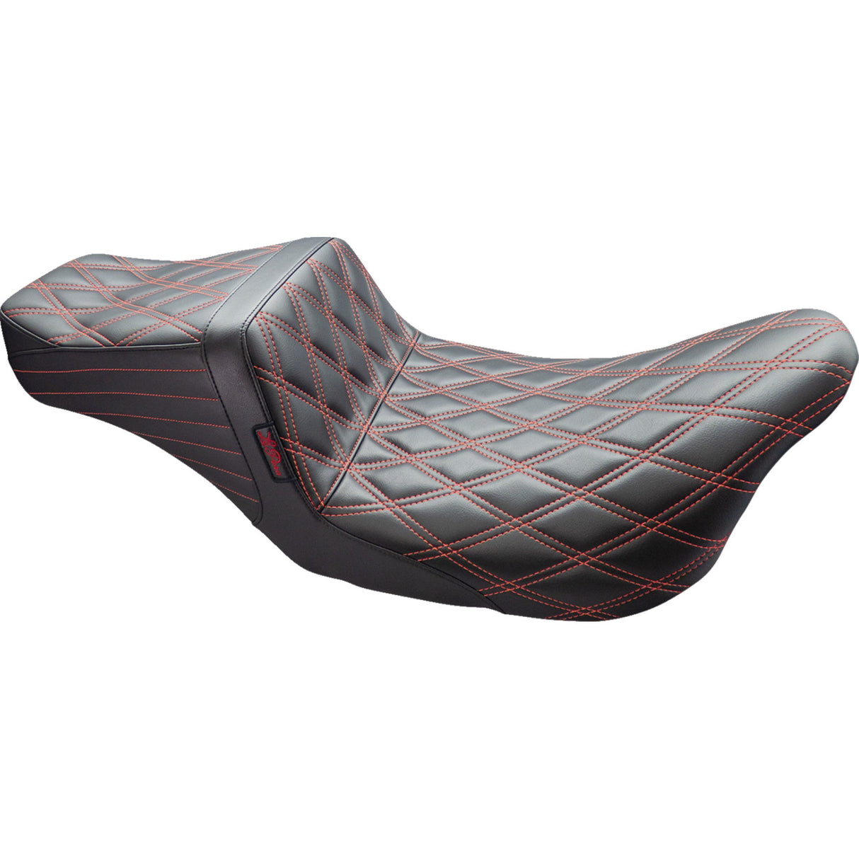 LePera Tailwhip Seat Double Diamond With Red Thread Black - LK-587DD-RED For Harley Touring 2008-2024