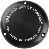 Thrashin Supply CO. Classic Derby Cover Black Machined Classic 3 Hole - TSC-3000-4 For Harley Motorcycles 1970-1998