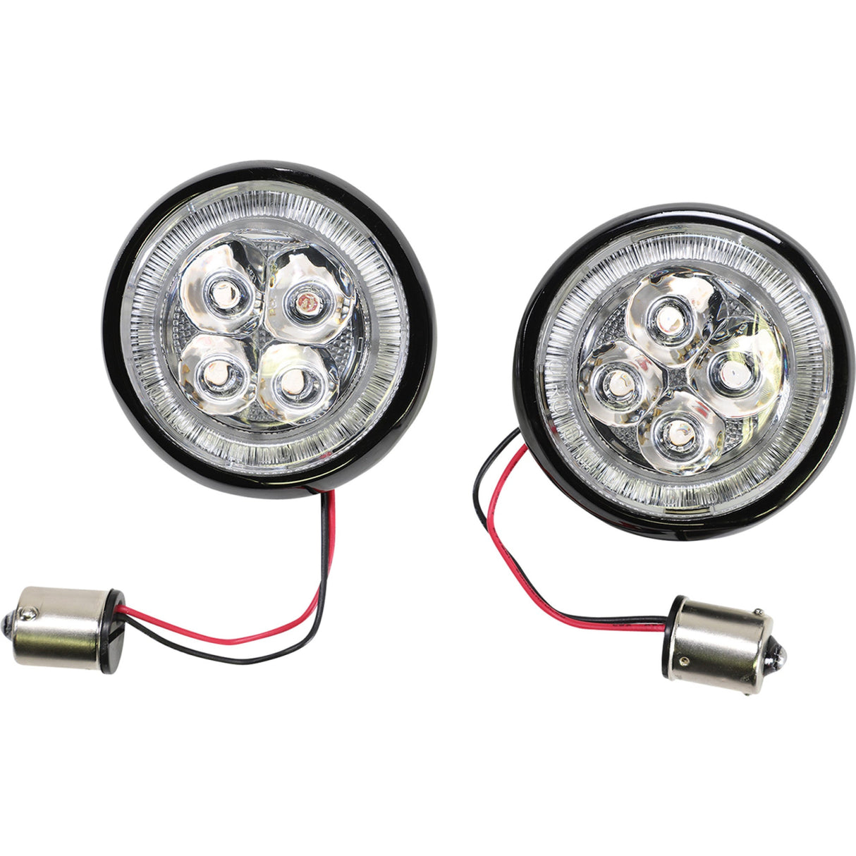 Ciro Fang® Rear Turn Signal Light Inserts Red LED Black - 45521 For Harley Motorcycles 1957-2026