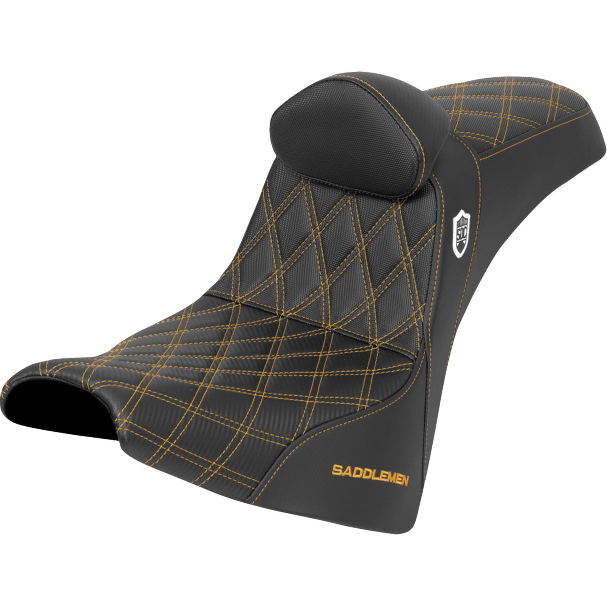 Saddlemen Pro Series SDC Performance Grip Seat With Backrest Gold Stitch Gripper - SC81830DB7 For Harley Softail 2018-2025