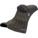 Saddlemen Pro Series SDC Performance Grip Seat With Backrest Gold Stitch Gripper - SC81830DB7 For Harley Softail 2018-2025