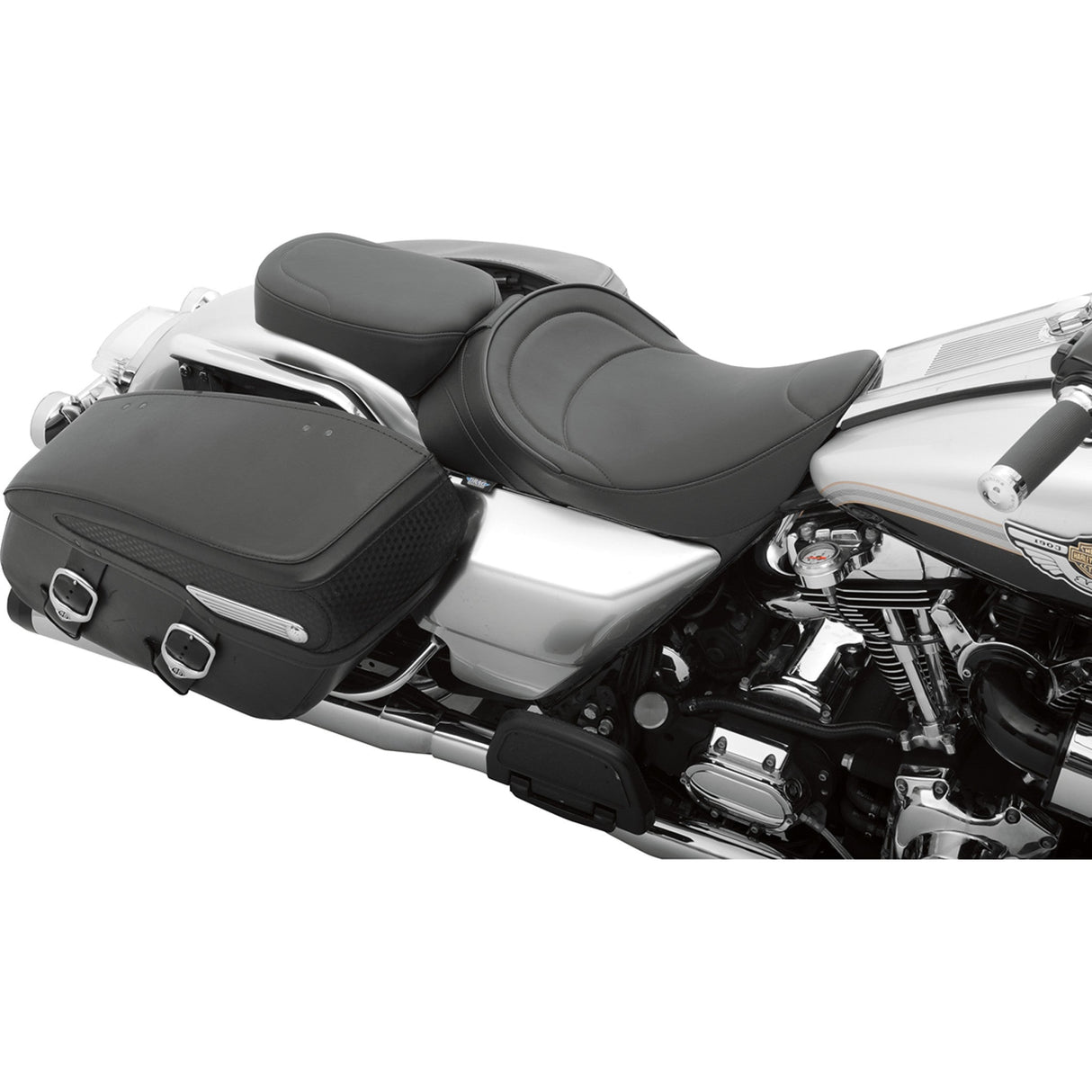 Drag Specialties Backrest Compatible Solo Seat — Mild Stitched Solo Seat Mild Stitched Driver Backrest FLH - 0801-0493 For Harley Touring 1997-2007